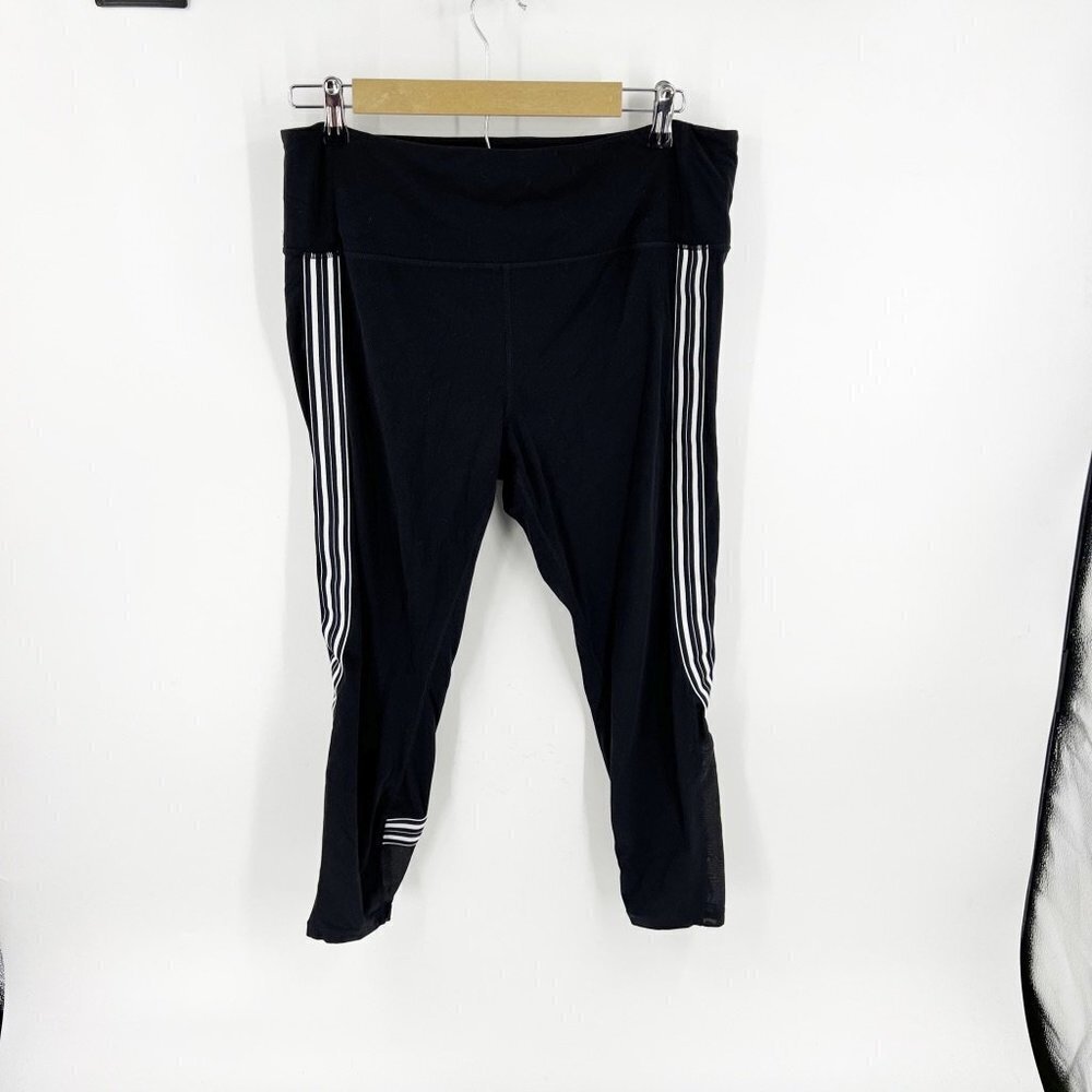 ✅ ATHLETA BLACK LEGGINGS WITH WHITE STRIPES SIZE X-LARGE